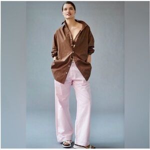 Faithfull the brand brown button down shirt
